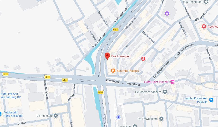 Kaart met de locatie van Pronk Kozijnen in Poeldijk